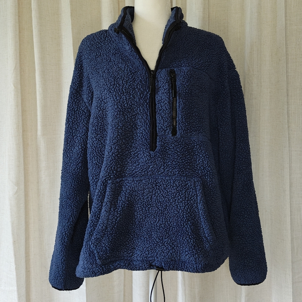PINK Victoria's Secret Blue Sherpa Pull Over